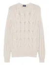 Drumohr Textured Cable Knit Cashmere Sweater In Neutral