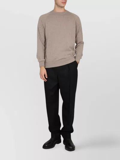 Drumohr Neckline Ribbed Crew Cross Long Sleeves In Nude & Neutrals