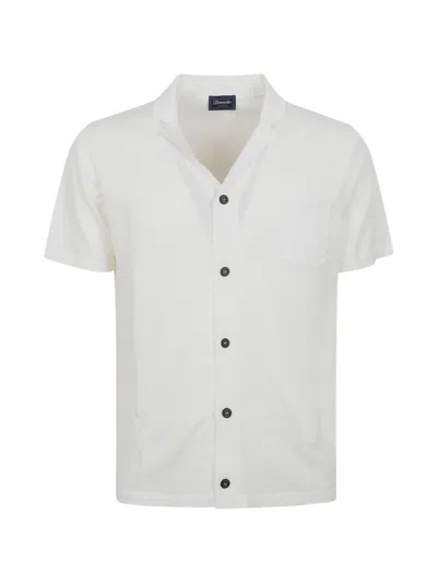 Drumohr Notched-collar Short-sleeve Shirt In White