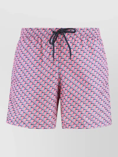 Drumohr Nylon Swim Shorts With Back Flap Pocket In Pink
