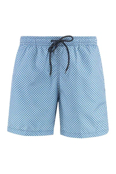 Drumohr Monogram-pattern Swim Shorts In Blue