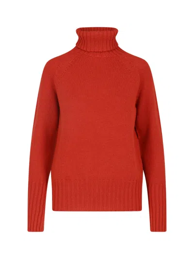 Drumohr Orange Merino Wool Turtleneck Sweater In Red