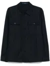 Drumohr Linen Shirt Jacket With Multiple Pockets In Blue