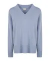 Drumohr Oversized V Neck Sweater In Blue