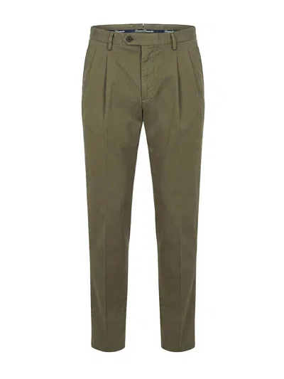 Drumohr Pleated Cotton Trousers In Green
