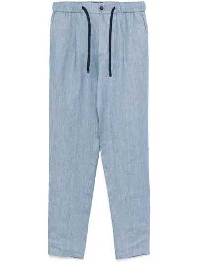 Drumohr Linen Trousers In Blue