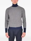 Drumohr Patterned Roll-neck Sweater In Blue