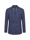 Drumohr Pinstripe-pattern Double-breasted Blazer In Blue