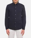 Drumohr Piquet Shirt With Button-down Collar And Tailored Fit In Blue