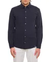 Drumohr Piquet Shirt With Button-down Collar And Tailored Fit In Blue