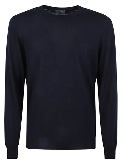 Drumohr Plain Ribbed Sweater In Blu