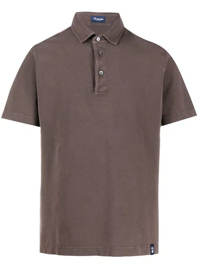 Drumohr Plain Short-sleeved Polo Shirt In Brown