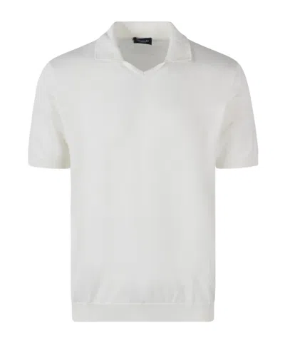 Drumohr Pointed-collar Cotton T-shirt In White