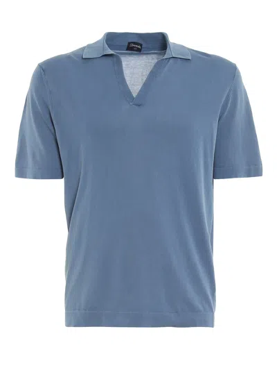 Drumohr Soft Jersey Polo In Light Blue