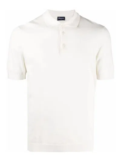 Drumohr Fine-knit Polo Shirt In White
