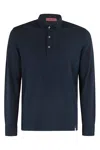 Drumohr Long Sleeve Navy Blue Jersey Polo Shirt In Blu