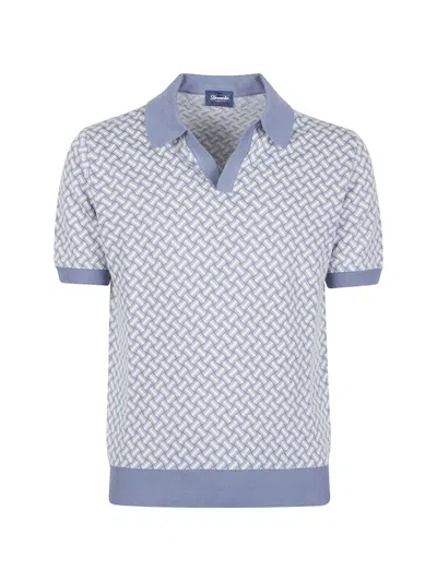 Drumohr Polo-collar T-shirt In Blue