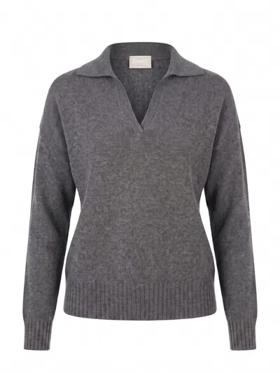 Drumohr Cashmere V-neck Collar Sweater In Gray