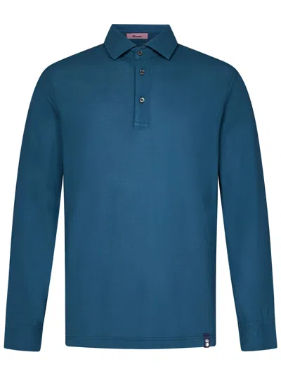 Drumohr Ottanio Long-sleeved Polo Shirt In Blue