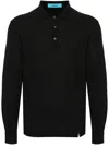 Drumohr Long-sleeved Cotton Polo With Logo Detail In Black