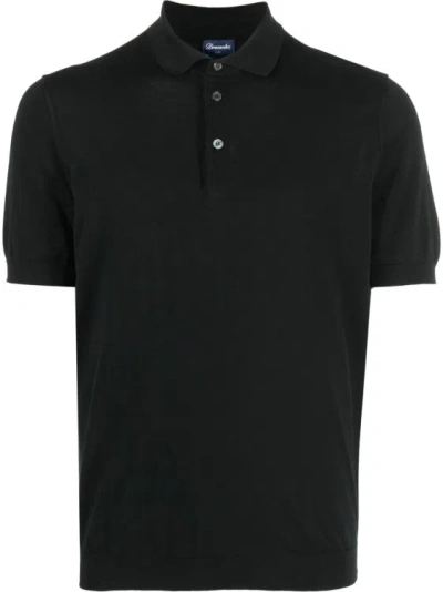 Drumohr Short-sleeved Polo Shirt In Black