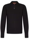 Drumohr Long-sleeved Polo Shirt In Brown