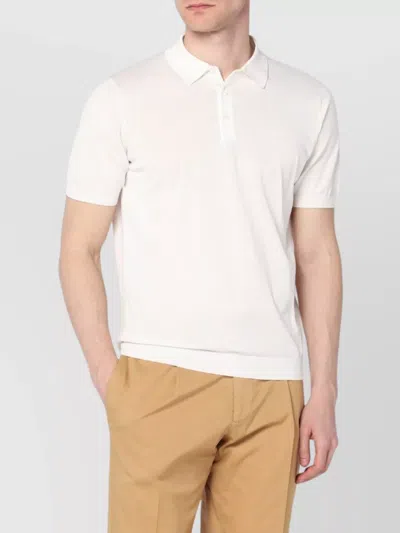 Drumohr Polo Shirt Cotton Ribbed Cuffs In Neutral