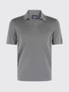 Drumohr Polo Skipper In Frosted Grey Cotton Knit In Gray