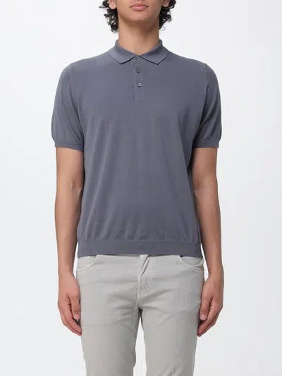 Drumohr Cotton Knit Polo Shirt In Gray