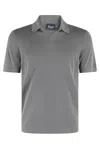 Drumohr Polo Skipper In Frosted Grey Cotton Knit