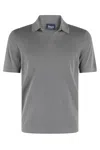 Drumohr Polo Skipper In Frosted Grey Cotton Knit