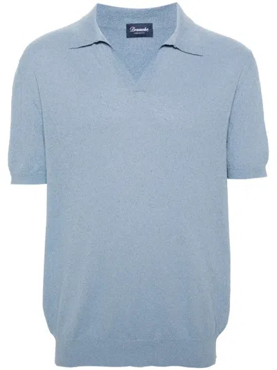 Drumohr Polo With Logo In Blue