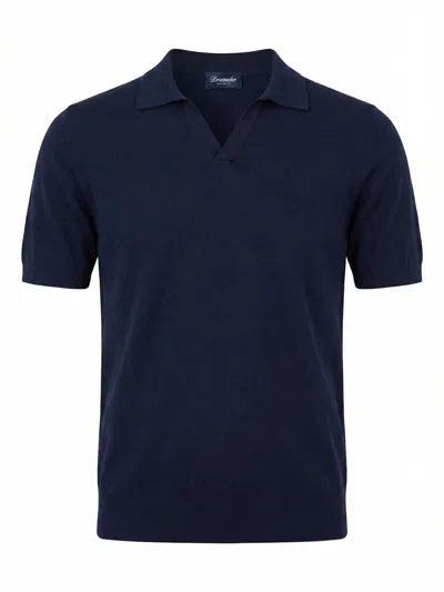 Drumohr Polo With Logo In Blue