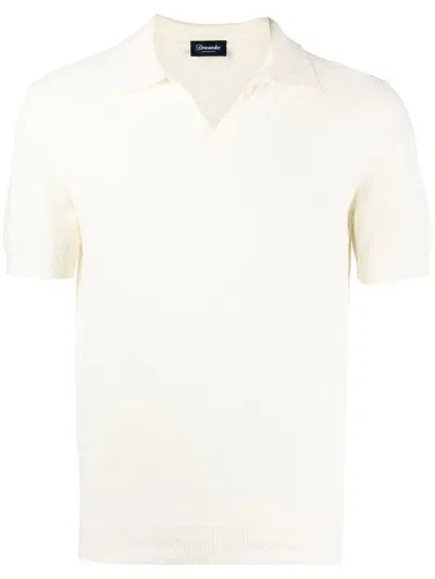 Drumohr Polo With Logo In Neutral