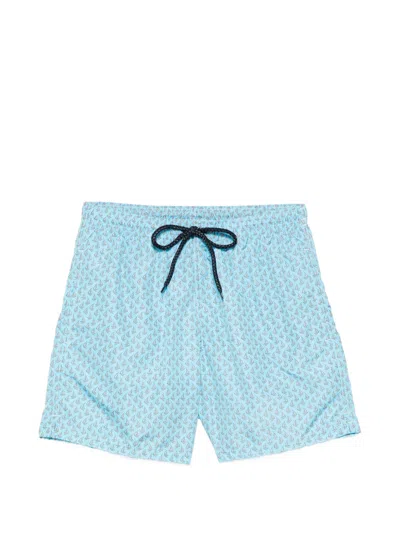 Drumohr Print Drawstring Swim Shorts In Blue