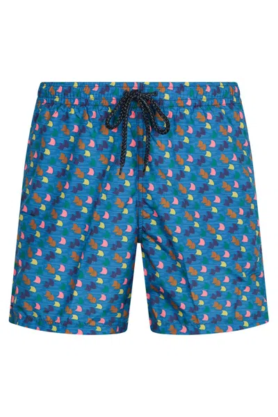 Drumohr Printed Swim Shorts In Blue