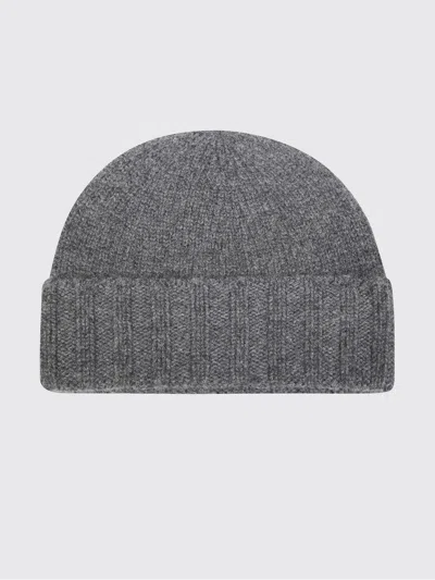 Drumohr Pure Cashmere Rib-knit Beanie Hat With Cuff In Gray