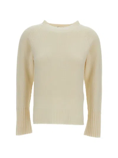 Drumohr Cream Raglan Cashmere Mock-neck Sweater In Neutral