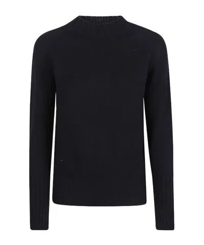 Drumohr Raglan-sleeve Ribbed-hem Sweater In Black