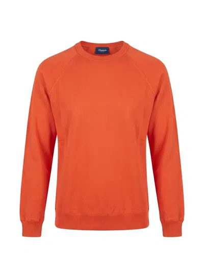 Drumohr Long Sleeve Logo Sweater In Orange