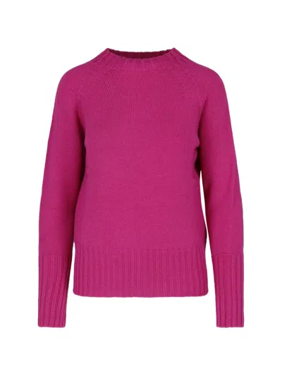 Drumohr Crew Neck Long Sleeve Casual Knit Top In Purple