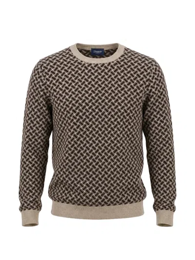 Drumohr Razor Blade Crew-neck Sweater In Brown