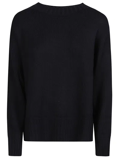 Drumohr Refined Round Neck Sweater In Luxurious Merino Wool In Black