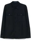Drumohr Linen Shirt Jacket With Multiple Pockets In Blue