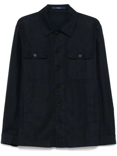 DRUMOHR DRUMOHR RELAXED BLACK LINEN OVERSHIRT