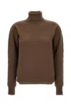 Drumohr Relaxed Fit Brown Wool Turtleneck Sweater In Brown