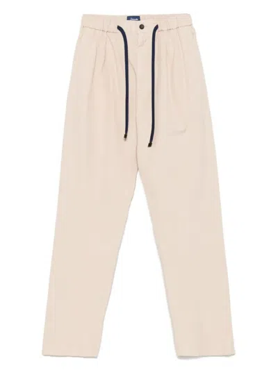 Drumohr Relaxed-fit Cotton Pants With Elastic Waistband In Neutral