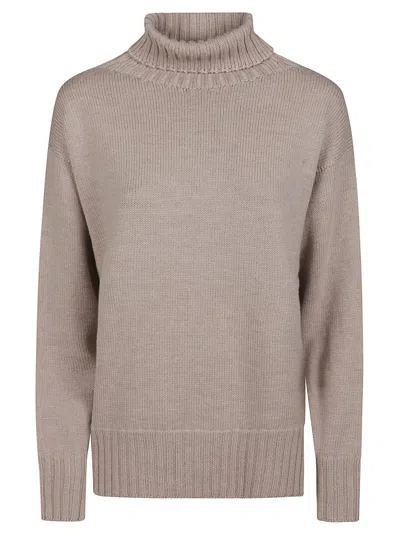 Drumohr Relaxed Fit High Turtleneck Sweater With Finely Ribbed Texture In Purple