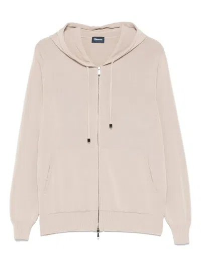 Drumohr Relaxed Fit Zip Hoodie In Neutral