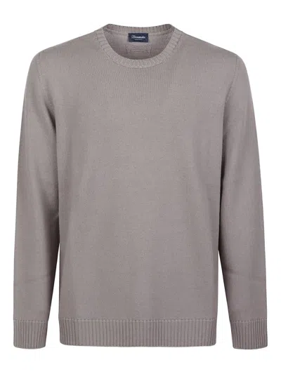 Drumohr Ribbed Crew-neck Sweater In Gray